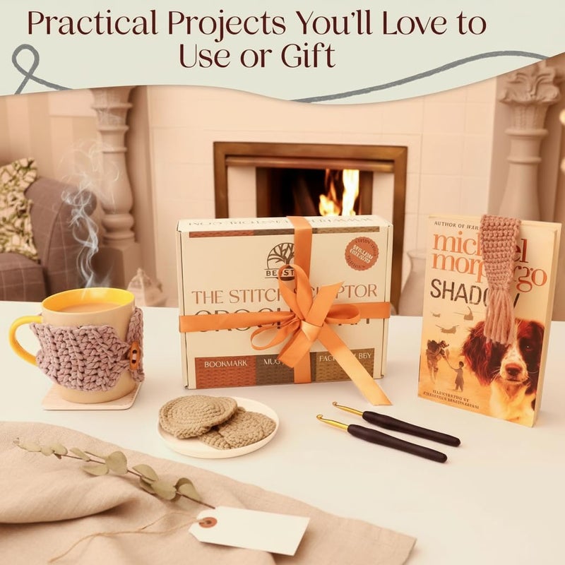 Berstuk Absolute Beginner Crochet Kit for Adults – Easy Projects with Step-by-Step Video Tutorials - Complete Kit for Functional Projects - Left & Right-Handed Instructions - Image 2